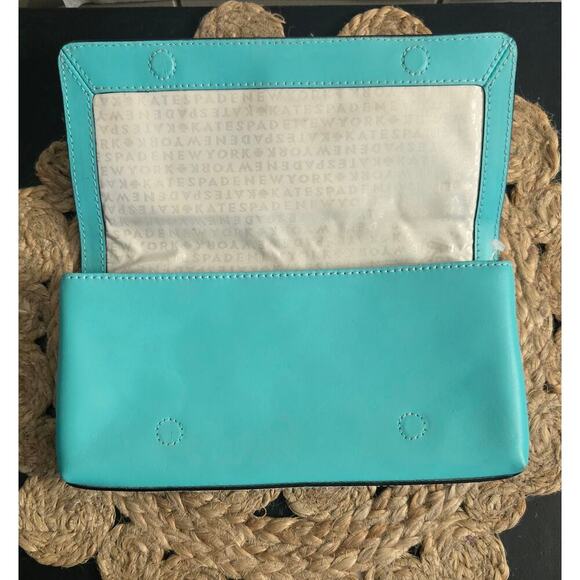 Kate Spade Aqua Bow Clutch Pre-Loved Turquoise Blue - Picture 4 of 11